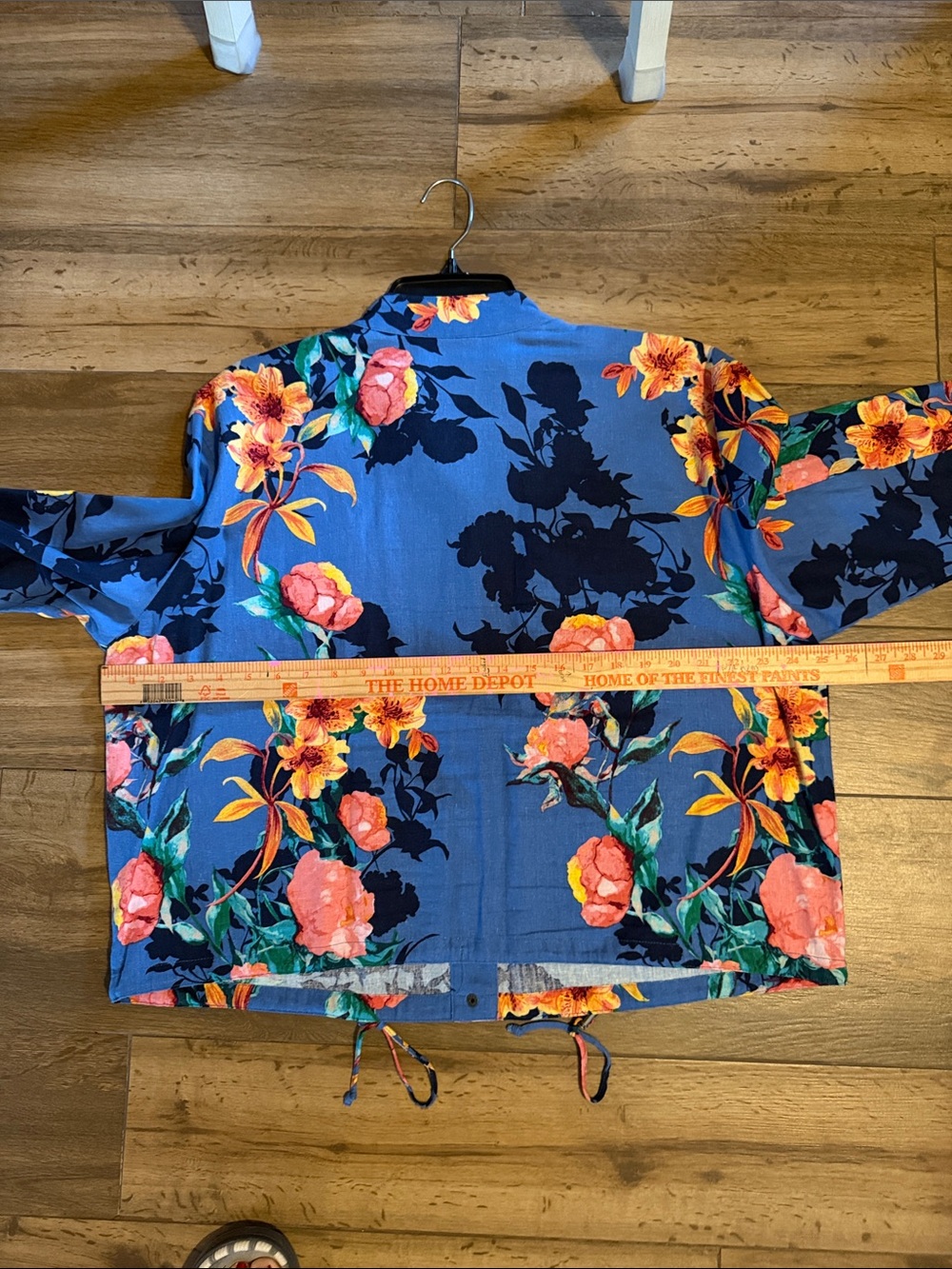 Chico's Blue Floral Button-Front Shirt Jacket - Picture 3 of 4